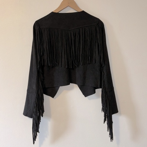 Black Fringe Suede Cowgirl Jacket - Picture 5 of 5